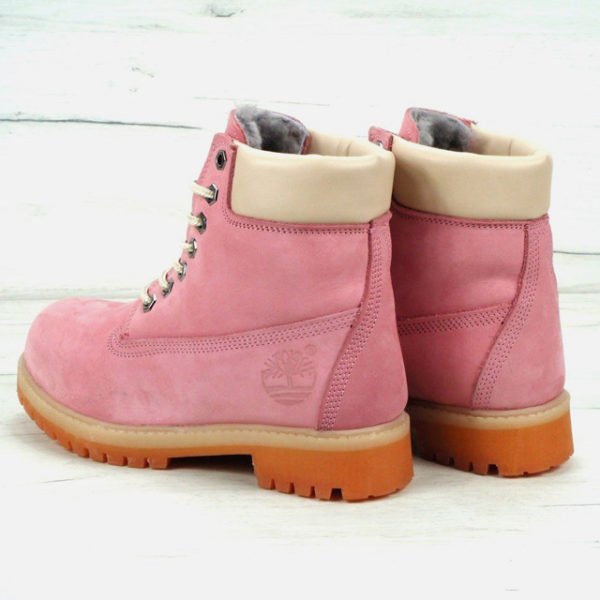Женские зимние ботинки Timberland Розовые