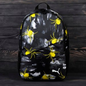 Черный рюкзак с принтом жёлтых пауков купить Украина