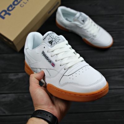 Reebok Workout Plus White Gum мужские классические белые кожаные кеды рибок белые купить Украина