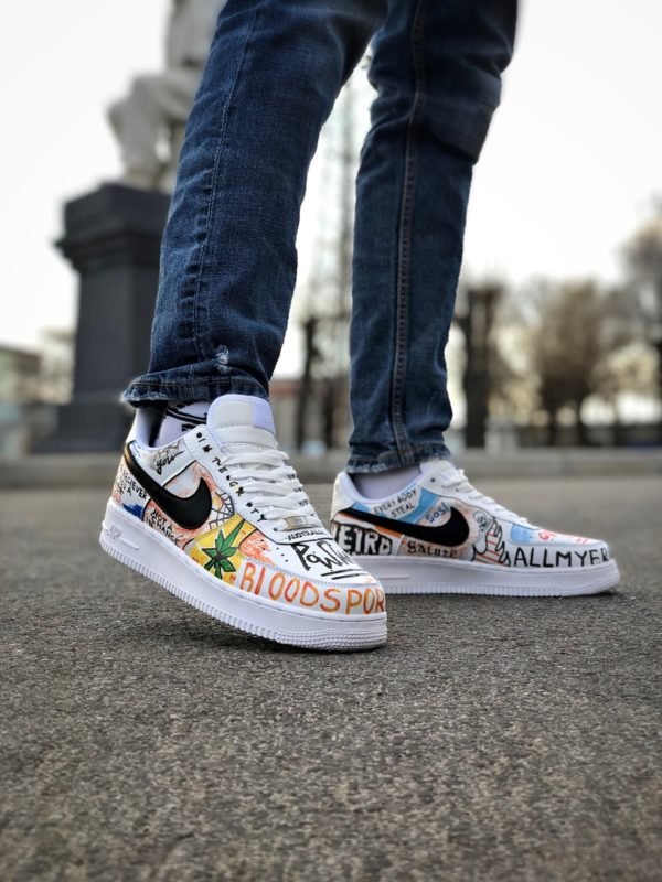Кроссовки мужские Pauly Vlone x Nike Air Force 1 Low Custom Graffiti White For