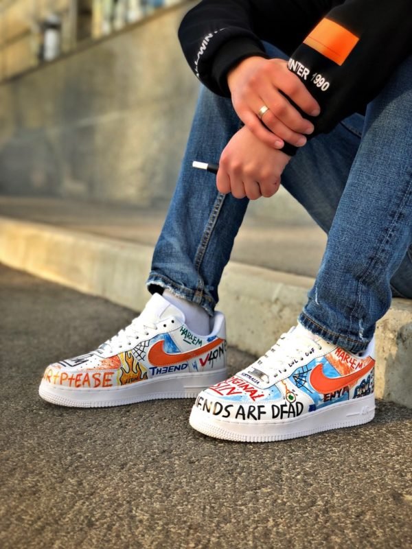Кроссовки мужские Pauly Vlone x Nike Air Force 1 Low Custom Graffiti White For