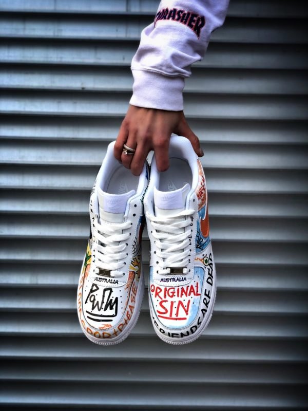 Кроссовки мужские Pauly Vlone x Nike Air Force 1 Low Custom Graffiti White For