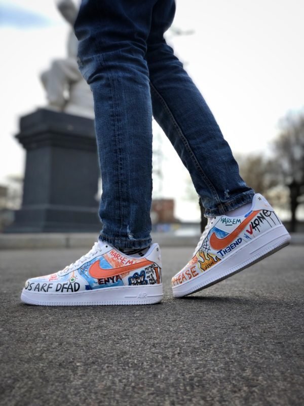 Кроссовки мужские Pauly Vlone x Nike Air Force 1 Low Custom Graffiti White For