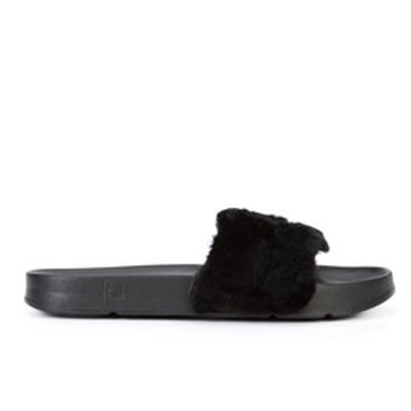 Тапки женские Fila Faux Fur Pool Slide Sandals Black