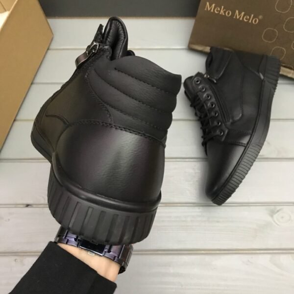 Мужские Зимние Кожаные Ботинки Black