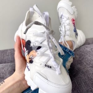 Кроссовки Женские Dior D Connect Sneaker White Technical Fabric with Printed Mickey Mouse