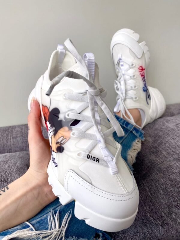 Кроссовки Женские Dior D Connect Sneaker White Technical Fabric with Printed Mickey Mouse