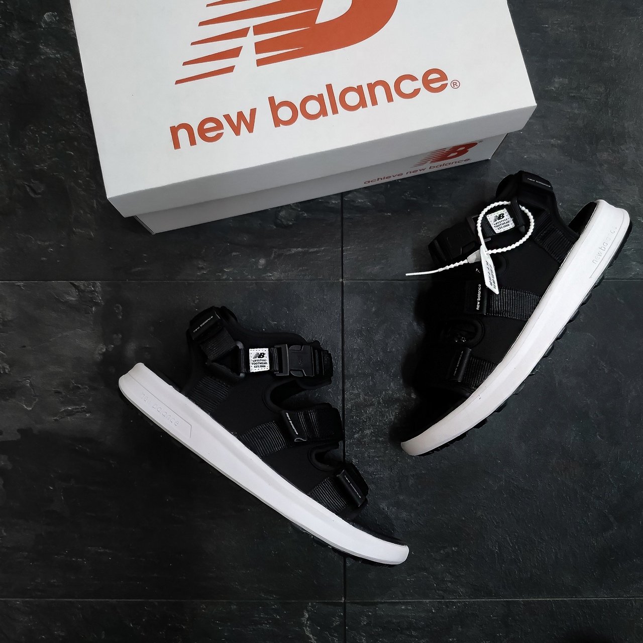 new balance sandals white