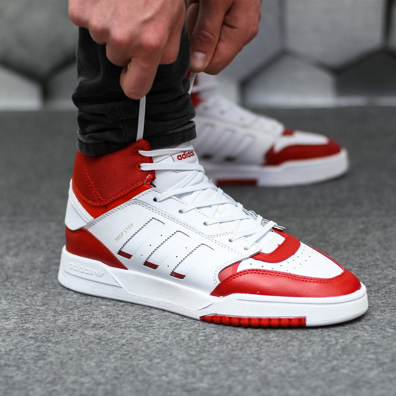 Adidas drop step White Red