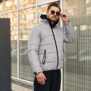Зимняя дутая куртка Стокгольм Асос без капюшона Grey