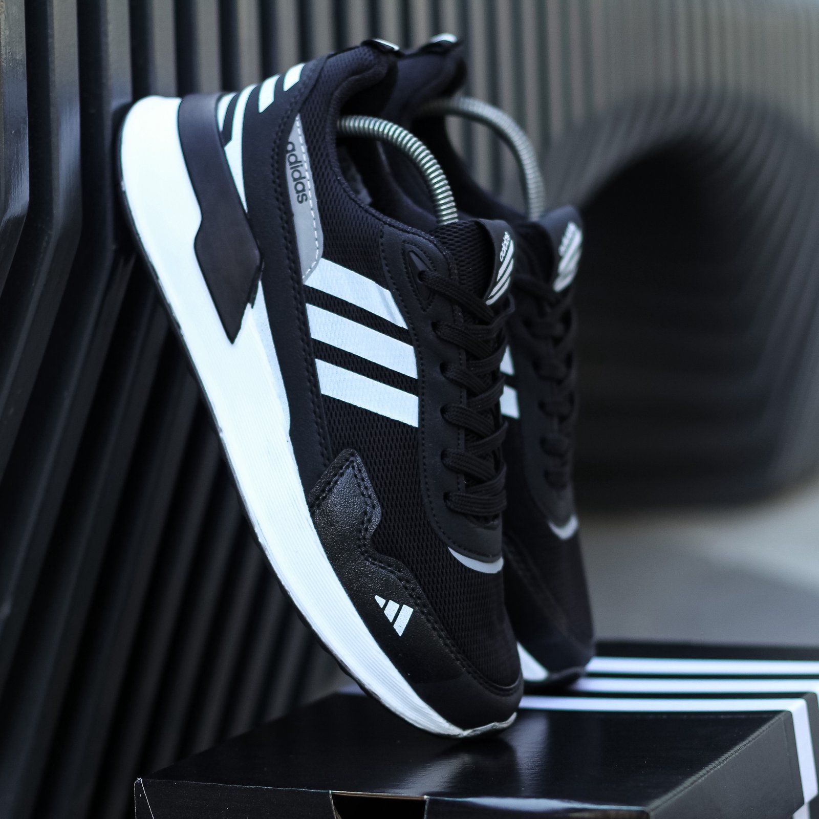 Adidas black and white shoes mens best sale