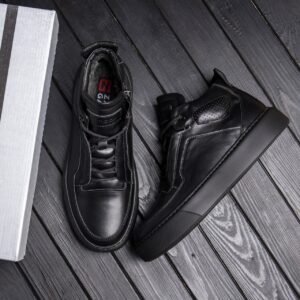 Мужские зимние кожаные ботинки ZG Black
