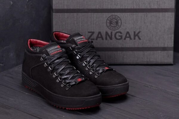 Мужские зимние кожаные ботинки ZG Black Red
