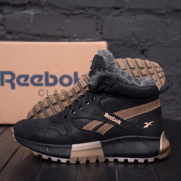 Мужские зимние кожаные ботинки Reebok Black brown