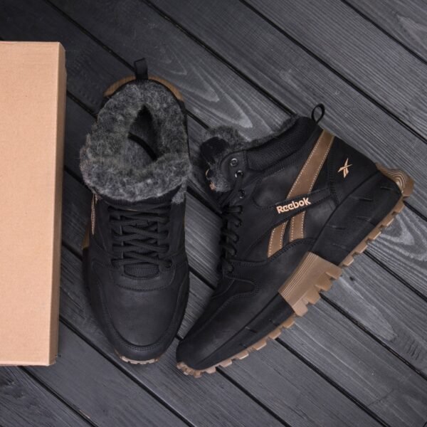 Мужские зимние кожаные ботинки Reebok Black brown