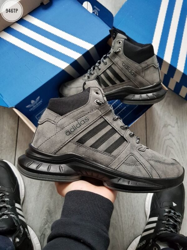 Кроссовки Мужские Adidas Boost Grey Black Зимние