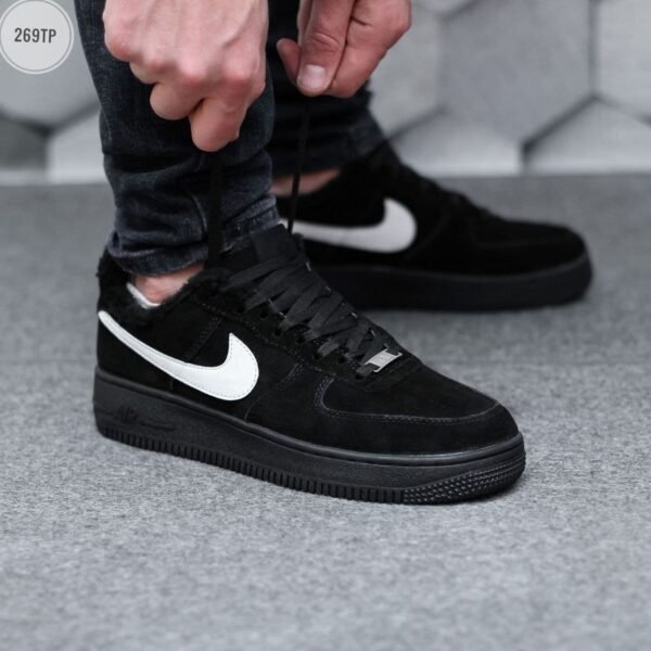 Кроссовки мужские Nike Air Force Low Dark Black Зимние