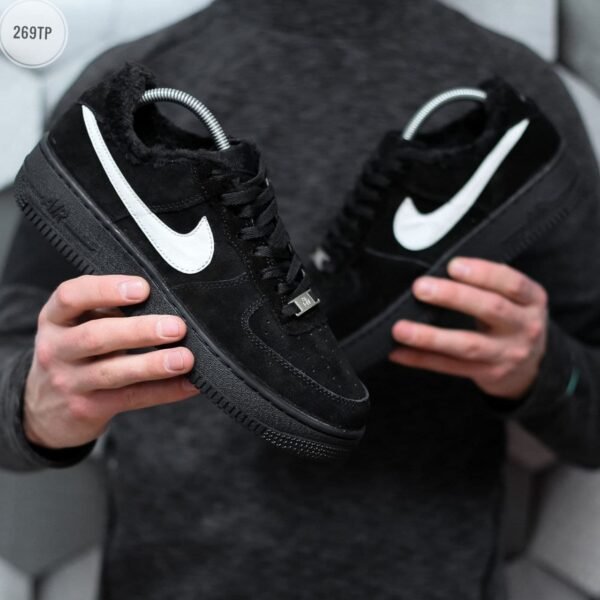 Кроссовки мужские Nike Air Force Low Dark Black Зимние