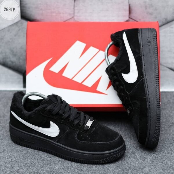 Кроссовки мужские Nike Air Force Low Dark Black Зимние