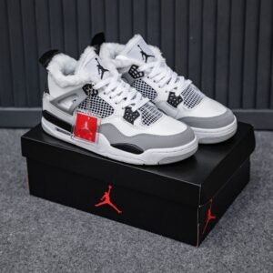 Кроссовки Мужские Nike Air Jordan 4 Retro White Grey Зимние