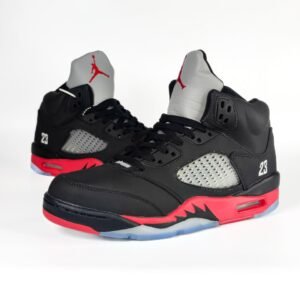 Кроссовки Мужские Nike Air Jordan 5 Black-Red Fur