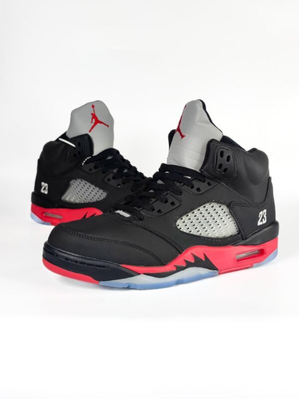 Кроссовки Мужские Nike Air Jordan 5 Black-Red Fur