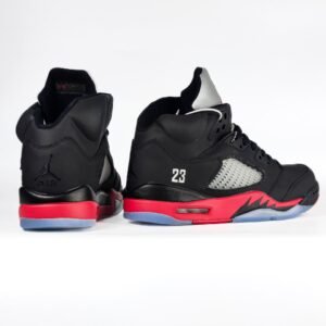 Кроссовки Мужские Nike Air Jordan 5 Black-Red Fur