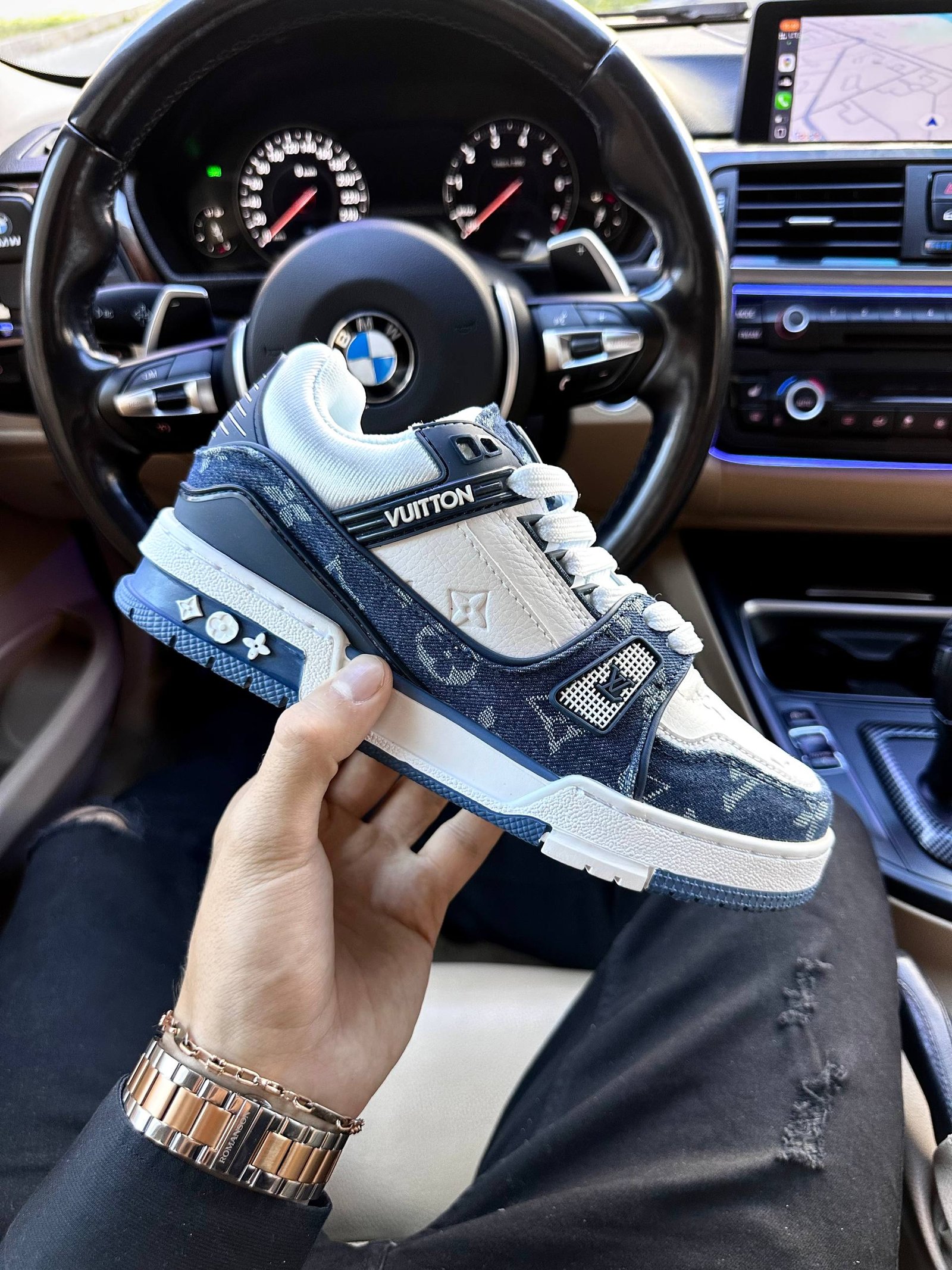 Кроссовки Louis Vuitton Trainer Sneaker White Blue Кроссовки Louis Vuitton Trainer Sneaker White Blue
