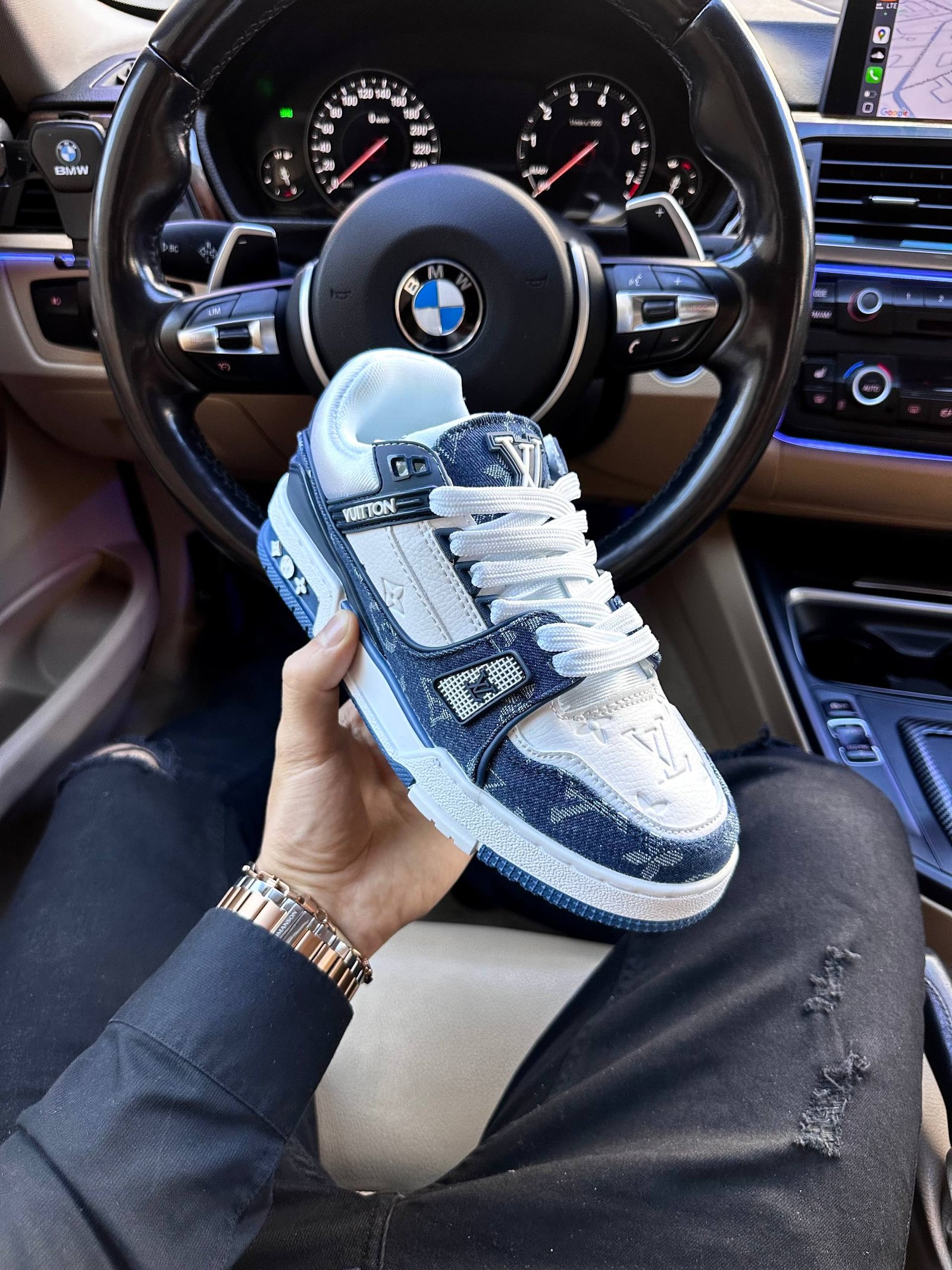 Кроссовки Louis Vuitton Trainer Sneaker White Blue Кроссовки Louis Vuitton Trainer Sneaker White Blue