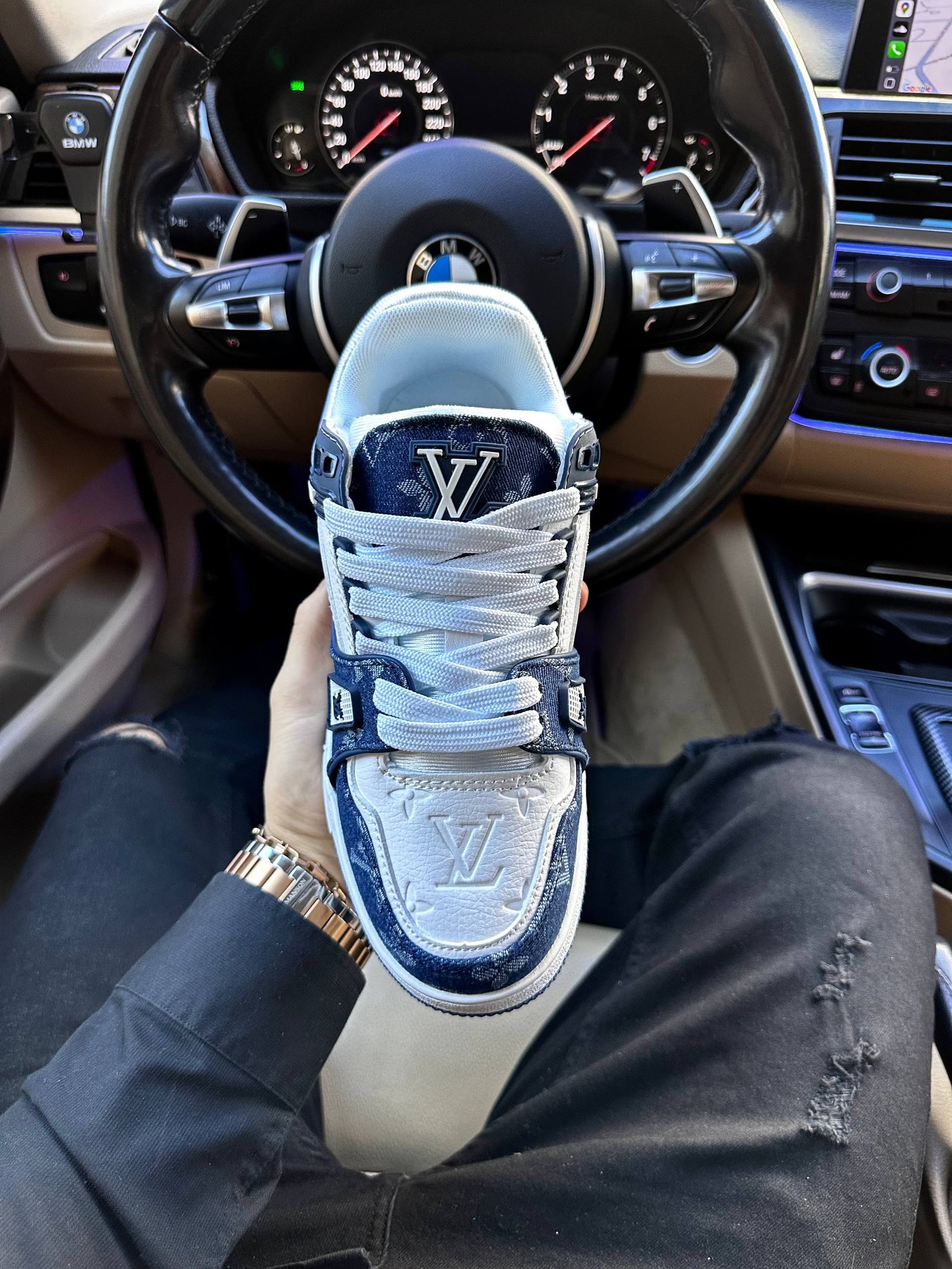 Кроссовки Louis Vuitton Trainer Sneaker White Blue Кроссовки Louis Vuitton Trainer Sneaker White Blue