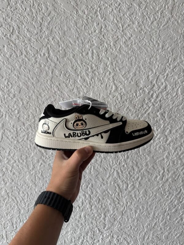 Кроссовки Женские Nike Air Jordan 1 low Travis Scott x Labubu Black Beige