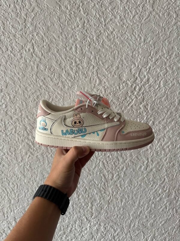 Кроссовки Женские Nike Air Jordan 1 low Travis Scott x Labubu Pink Beige