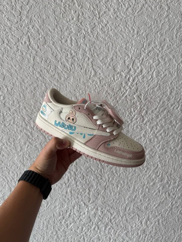 Кроссовки Женские Nike Air Jordan 1 low Travis Scott x Labubu Pink Beige