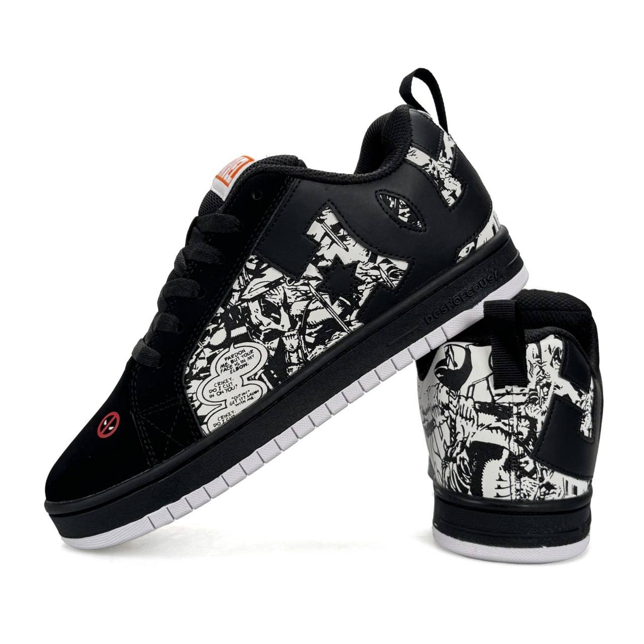 DC x Marvel Deadpool Court Graffik Black White DC x Marvel Deadpool Court Graffik Black White