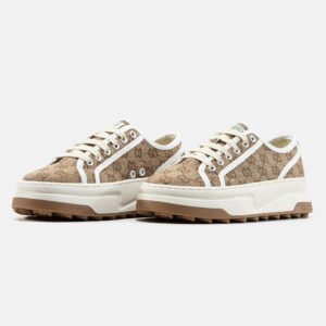 Женские кроссовки Gucci Tennis 1977 GG Monogram Beige