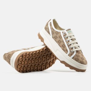 Женские кроссовки Gucci Tennis 1977 GG Monogram Beige