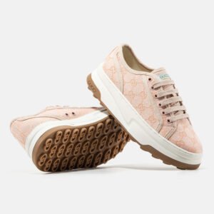 Женские кроссовки Gucci Tennis 1977 GG Monogram Pink White