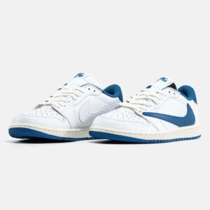 Кроссовки Nike Air Jorgan 1 Low x Travis Scott x Fragment White Blue