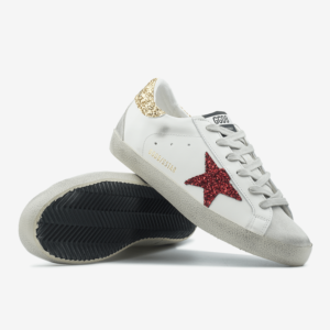Кроссовки Женские Golden Goose Glitter Superstar Gold Red