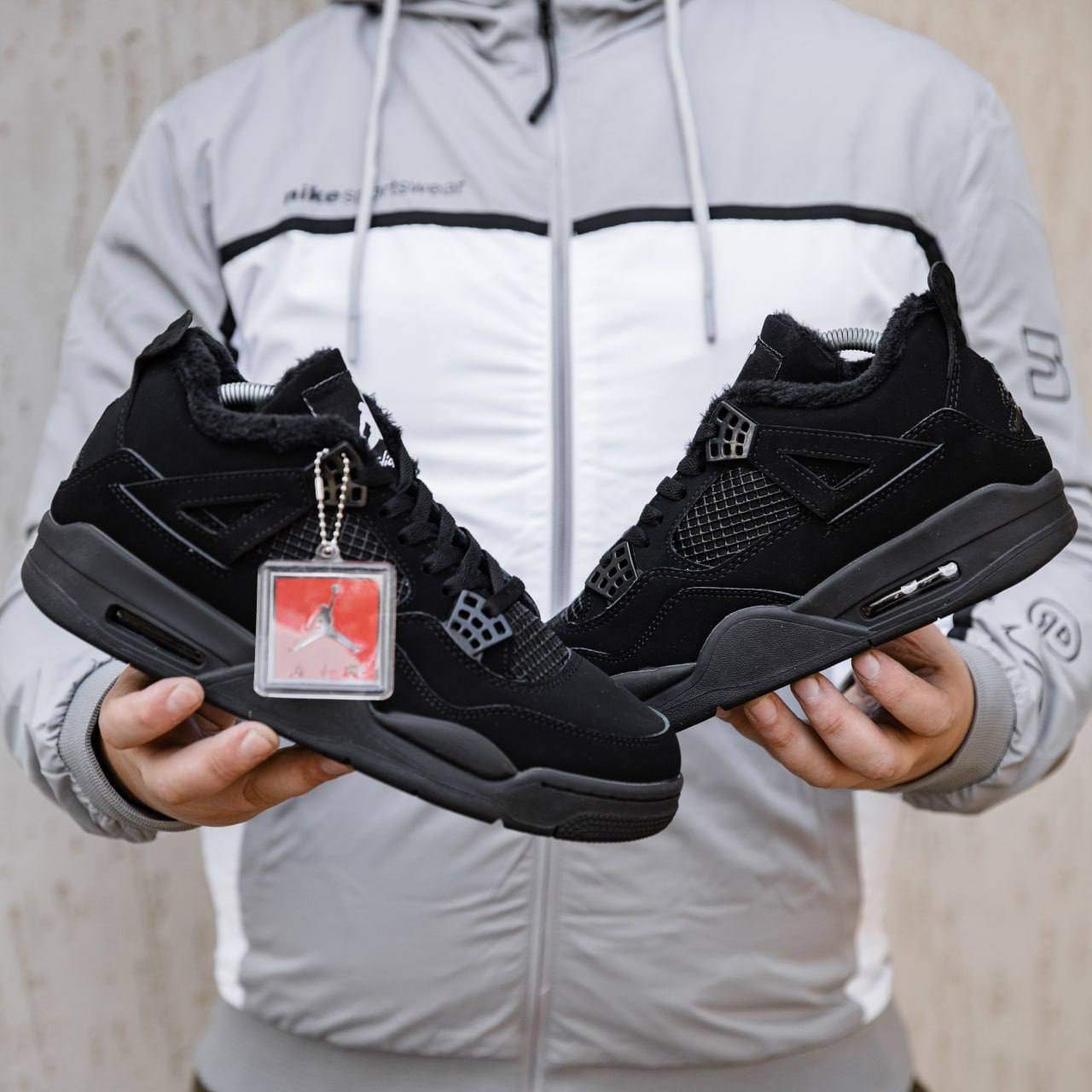 Кроссовки Мужские Nike Air Jordan 4 Black Зимние Кроссовки Мужские Nike Air Jordan 4 Black Зимние