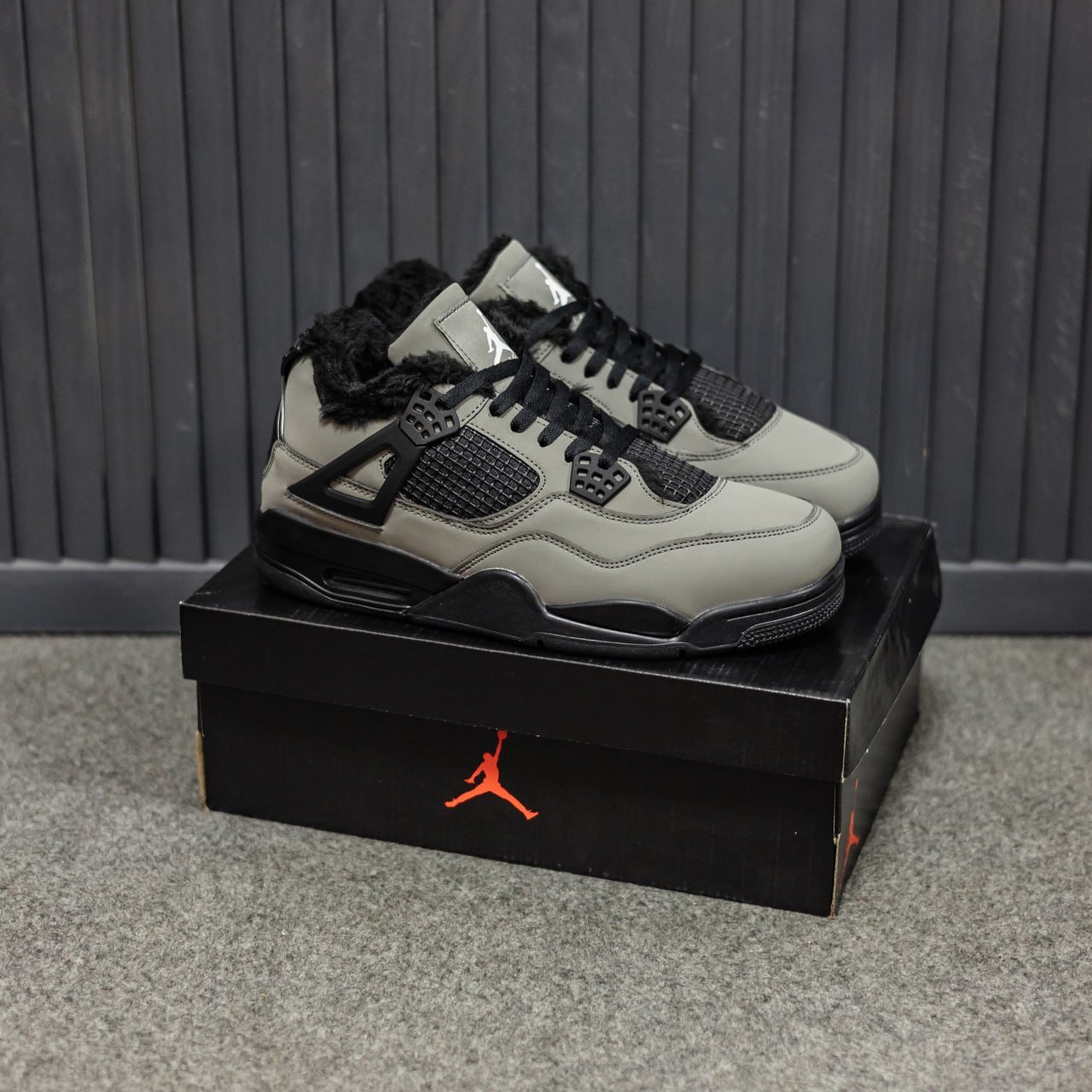 Кроссовки Мужские Nike Air Jordan 4 Grey Зимние Кроссовки Мужские Nike Air Jordan 4 Grey Зимние