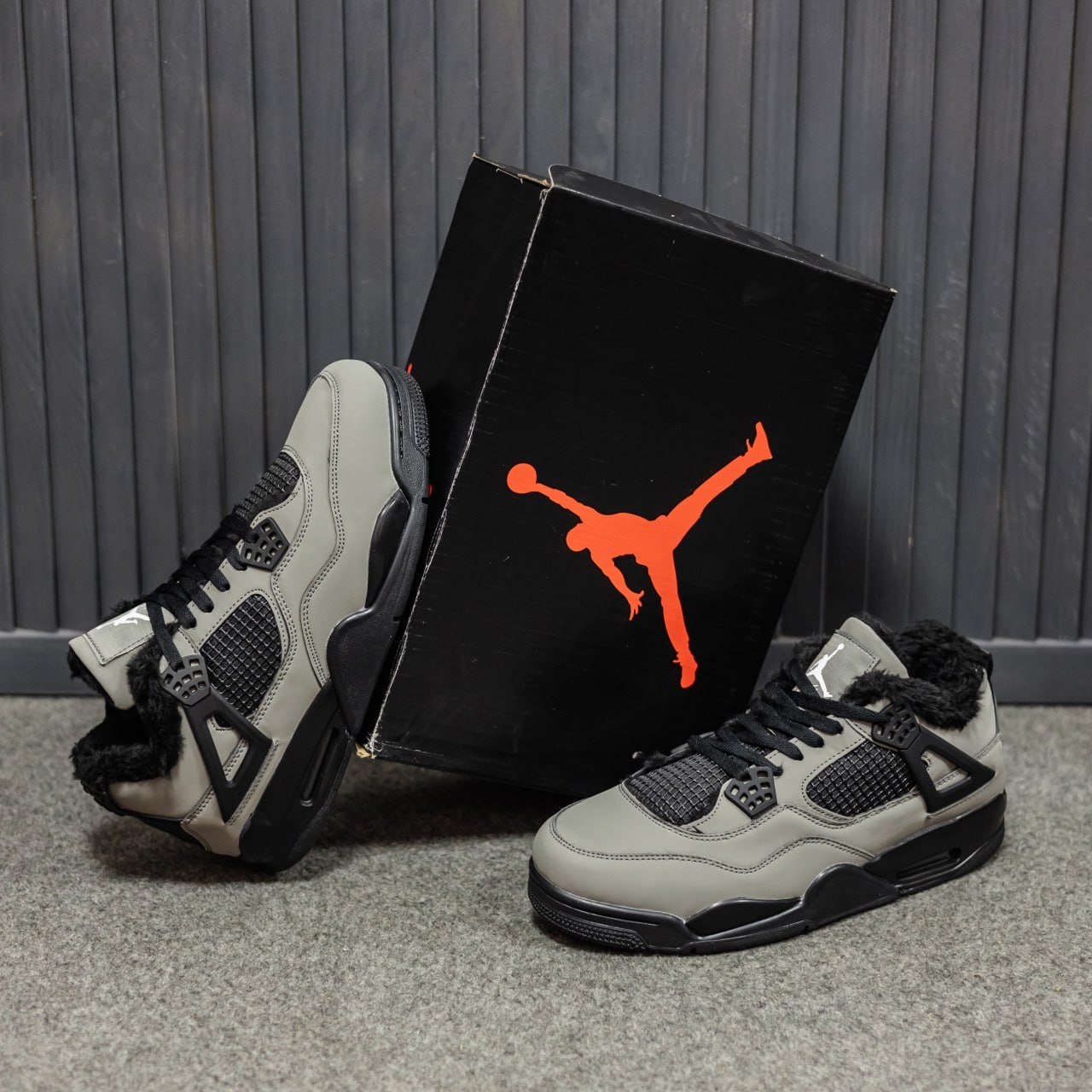 Кроссовки Мужские Nike Air Jordan 4 Grey Зимние Кроссовки Мужские Nike Air Jordan 4 Grey Зимние